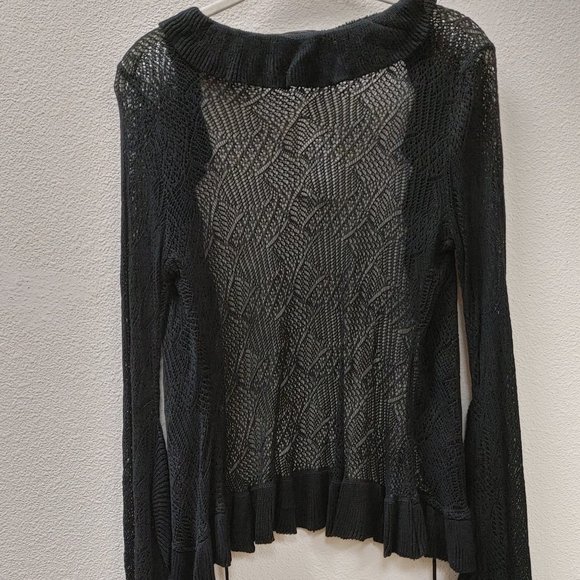 BEBE pointelle ruffled sweater NWT size L - Picture 5 of 6